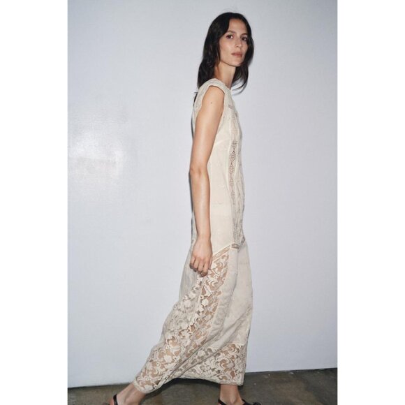 NWT ZARA LIMITED EDITION SEQUIN EMBROIDERED DRESS Size M (Cream) - Picture 6 of 14